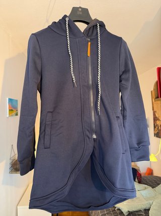 NUEVA Chaqueta Larga Azul Marino Capucha Talla M