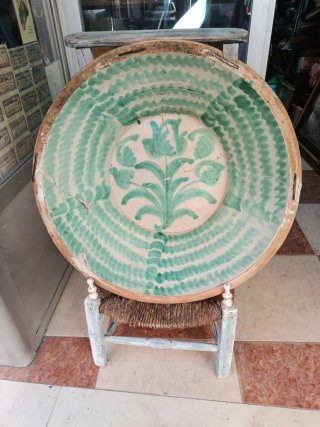 Lebrillo antiguo Fajalauza con soporte