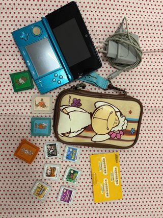 Nintendo 3DS Azul Aqua con Juegos, Funda y Cargado