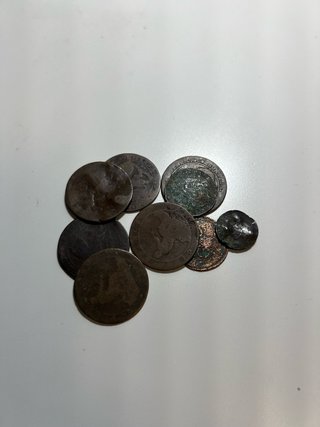 Lote de 9 Monedas Antiguas de Cobre