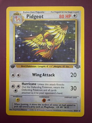 Carta Pokémon Pidgeot 1ª Edición 1999