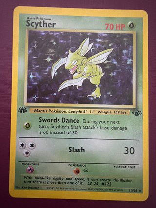 Carta Pokémon Scyther 1ª Edición 1999