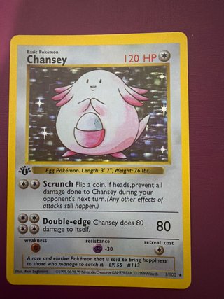 Carta Pokémon Chansey 1ª Edición 1999
