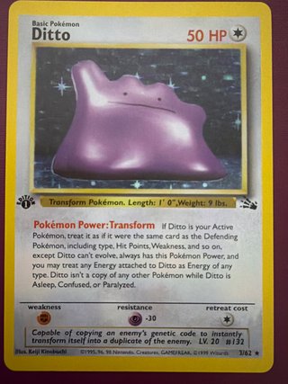 Carta Pokémon Ditto 1ª Edición 1999