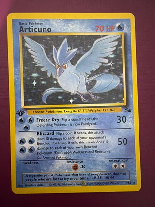 Carta Pokémon Articuno 1ª Edición 1999