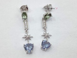 pendientes plata 925mm con piedra con circonita