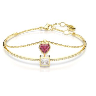Pulsera Swarovski Chroma Corazón Rojo Baño Oro
