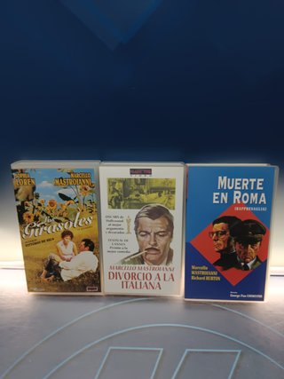 3 cintas, VHS, películas de Marcello Mastroianni