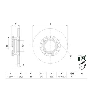 Disco de Freno Trasero Bosch BD2807 308mm