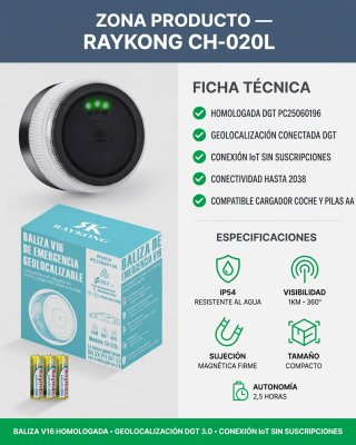 RAYKONG CH-020L Baliza V16 DGT 3.0 IDIADA 2038
