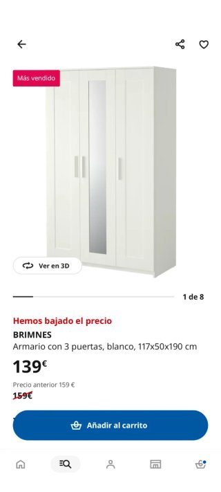 Armario Brimmes IKEA 3 Puertas Blanco
