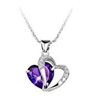 Collar Colgante Corazón Cristal Púrpura Findout