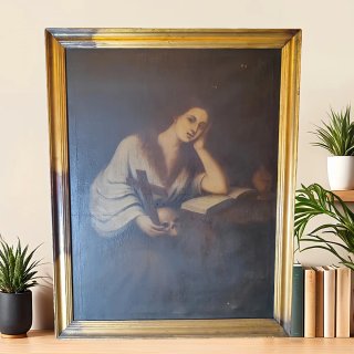 Pintura Religiosa Antigua al Óleo