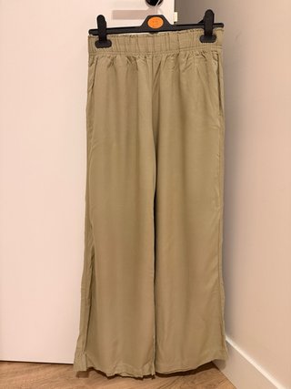 Pantalón ancho H&M beige cintura elástica XS