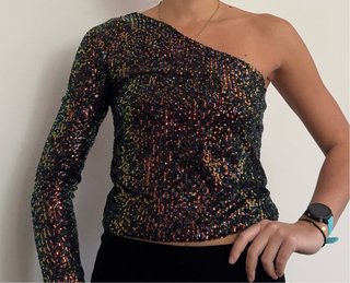 Top Lentejuelas Asimétrico Mango