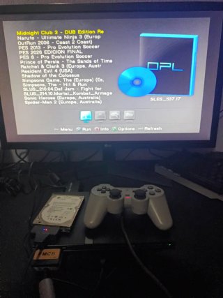PS2 Slim SCPH-75004 + HDMI/AV + HDD + Manuales