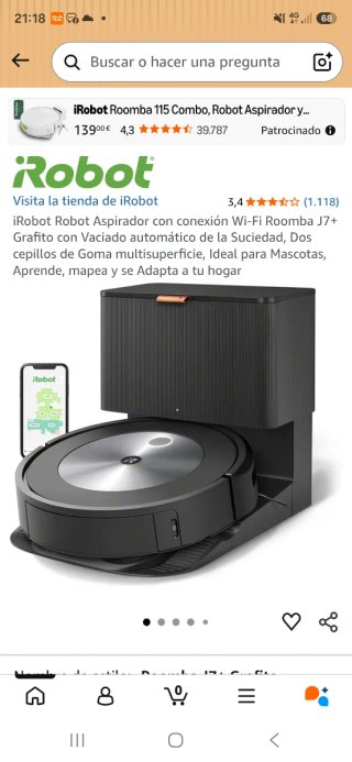 Robot Aspirador iRobot Roomba J7+ Grafito