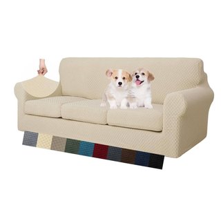 Fundas de Sofá MAXIJIN 3 Plazas 4 Piezas Beige