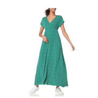 Vestido Largo Mujer Verde Estampado Hojas Talla L