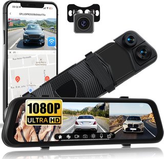 SIXWIN Dashcam Espejo 9.66'' 3 Canales 1080P