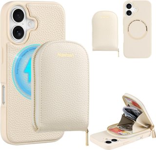 HANMAN Custodia Portafoglio Magnetico iPhone 17 Beige