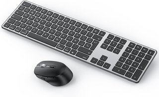 OMOTON Teclado Ratón Mac Bluetooth 3 Canales Gris