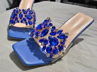 Sandalias Azules con Pedrería