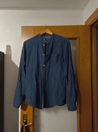 Camisa Azul Cuello Mao Jack & Jones