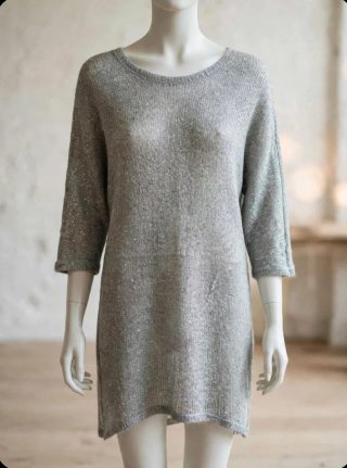 ​Jersey Vestido Oversize Gris Punto Lurex Brillo M