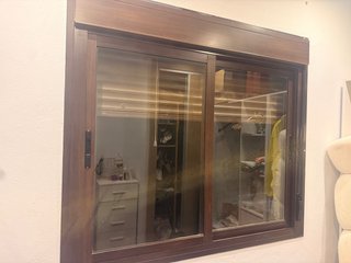 3 Ventanas de Aluminio 1,20 cm Color Nogal
