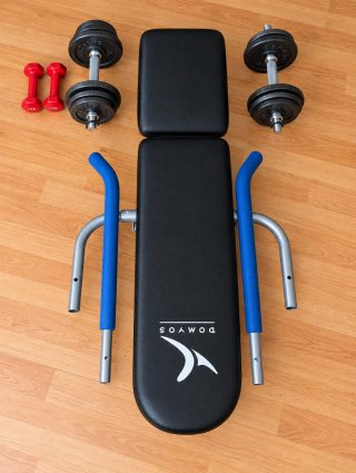 Banco de Musculación y Mancuernas Domyos