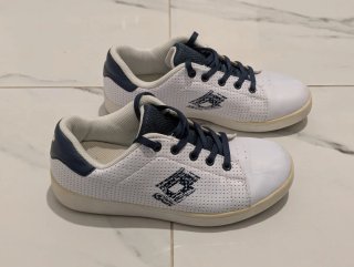 Lotto sneakers bianche e blu 36 traforata ecopelle