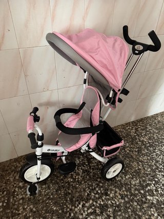 Triciclo Infantil con Capota Rosa