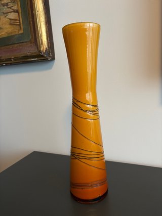 Gran Jarrón de vidrio opalina mid century moderm
