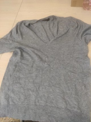 Jersey fino gris cuello en V Zara Man
