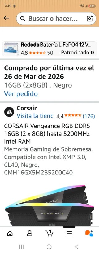 Memoria RAM Corsair Vengeance DDR5 16GB