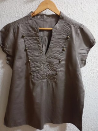 Blusa Manga Corta Marrón chocolate