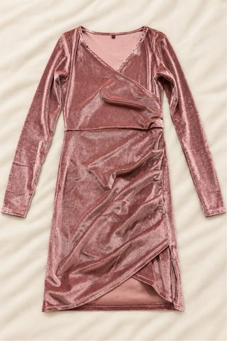 Vestido Rosa de Terciopelo Talla S