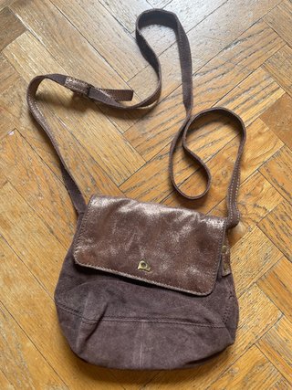 Bolso de piel y ante bandolera marrón