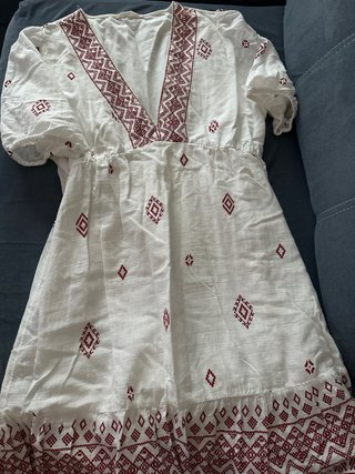 Vestido Springfield Blanco y Rojo Talla 40