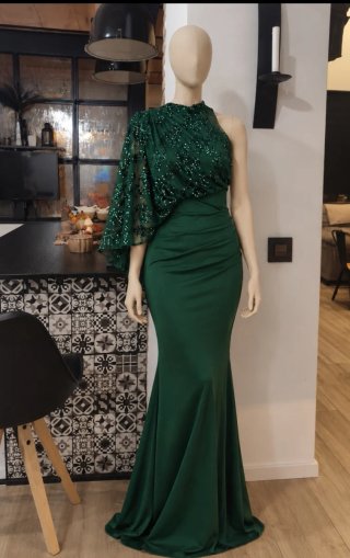 Vestido de fiesta largo verde