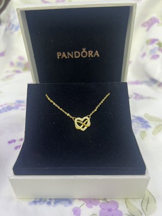 Collar Pandora Corazón Infinito Bañado en Oro