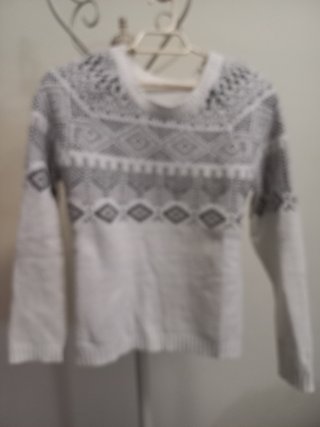Jersey Jacquard Nórdico Blanco y Gris
