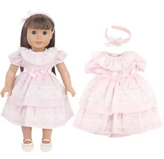 Vestido Rosa con Diadema para Muñeca 43 cm
