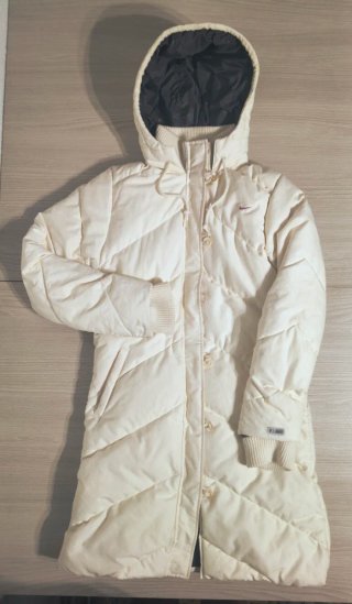 Puffer Plumífero Largo Nike Beige Y2K Talla S