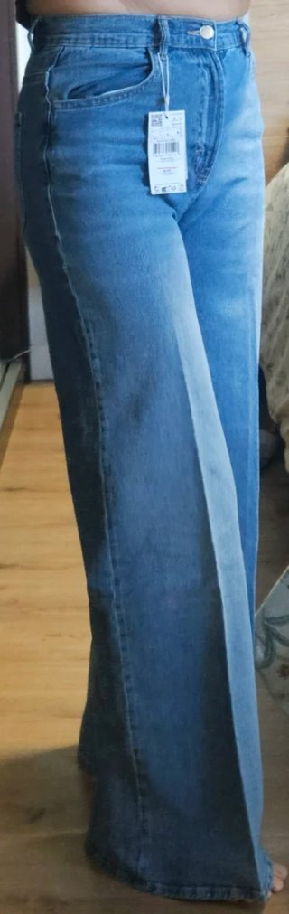 Pantalón Wideleg Mango Azul