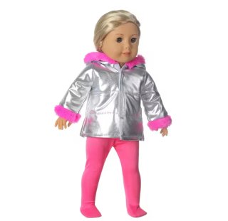Anorak Plateado y Mallas para Muñeca 43 cm