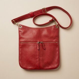 Bolso bandolera Longchamp piel roja granulada