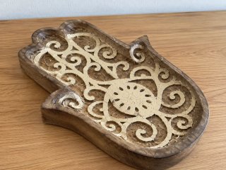 Bandeja Vaciabolsillos Hamsa de Madera