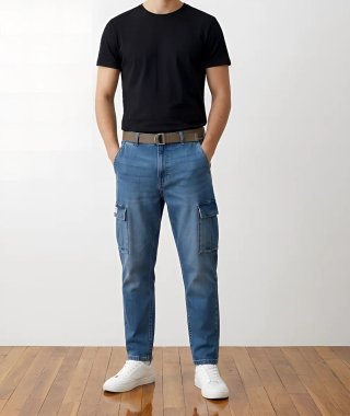 Pantalón Vaquero Cargo Hombre Pull&Bear Talla 40